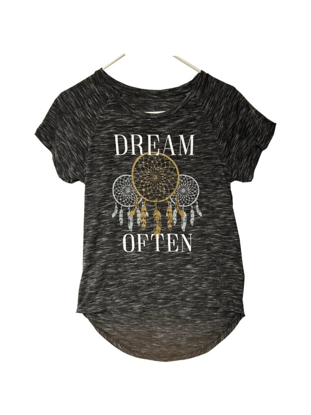 Women's Freeze Brand Heather Black, White, Gold, and Silver Dreamcatcher Tee